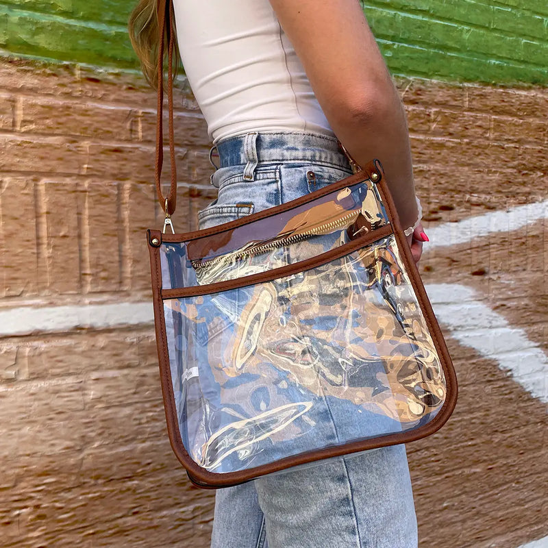 Posie Clear Crossbody Bag with Vegan Leather