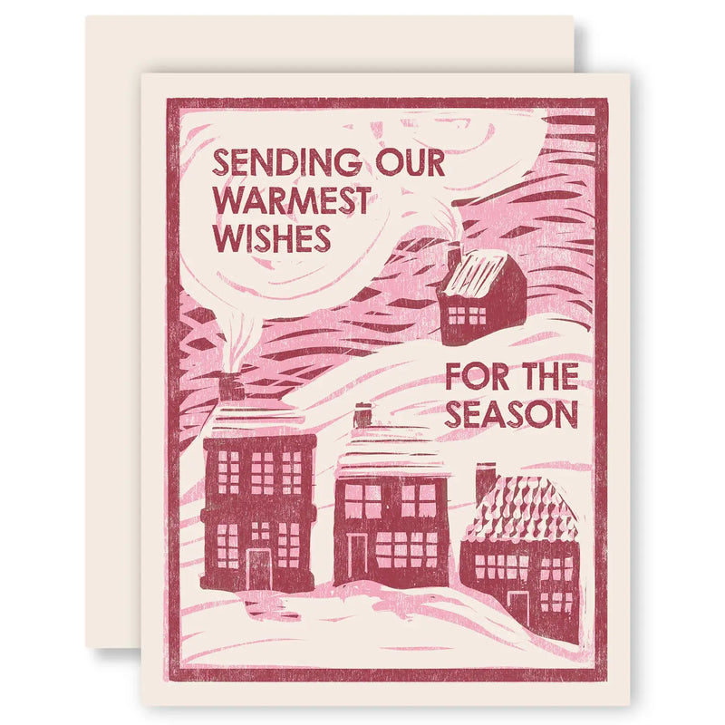 Warmest Wishes Christmas Holiday Letterpress Card