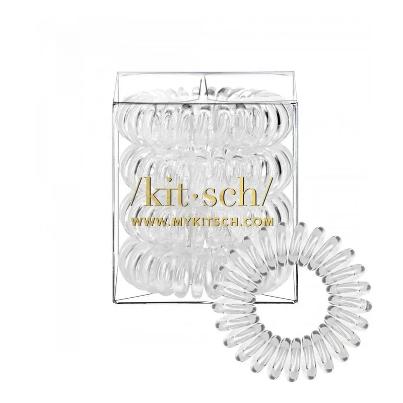 KITSCH Spiral Hair Ties 4 Pack - Clear
