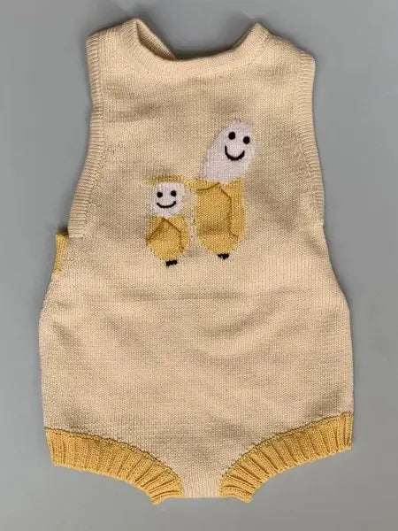 Knit Sleeveless Baby Romper - Banana