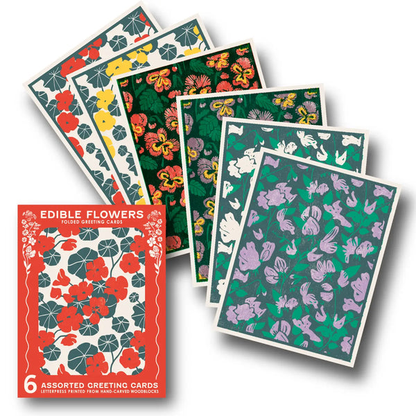 Edible Flowers Assorted Letterpress Cards - set of 6