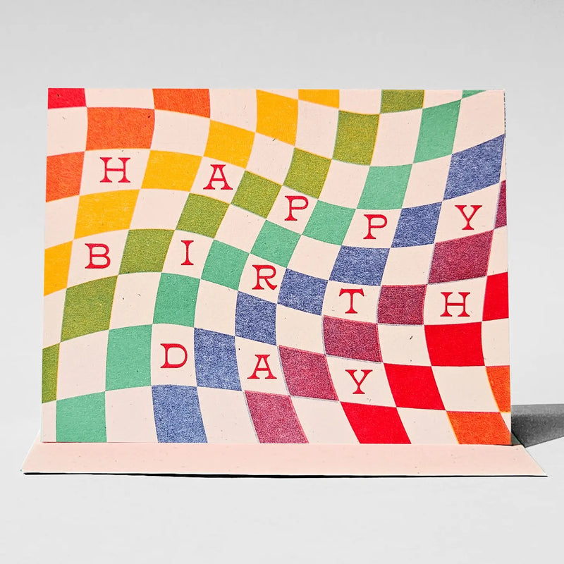 Rainbow Checker Risograph Card