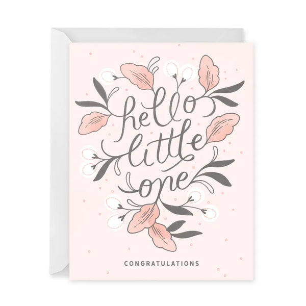 Hello Little One Card - Pink