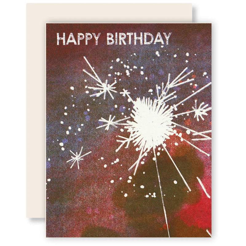Happy Birthday Sparkler Letterpress Card