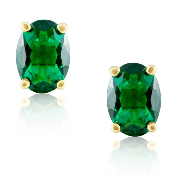 Emerald Oval Cut Studs