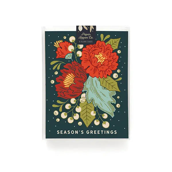 Festive Florals Holiday Cards - Box of 8