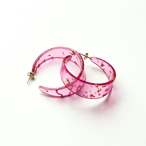 Large Flat Hoop in Hot Pink Confetti