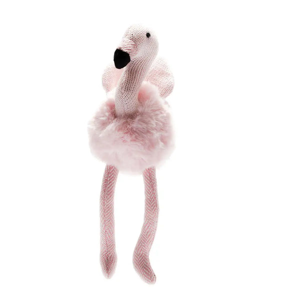Knitted Plush and Tweed Pink Flamingo Baby Rattle