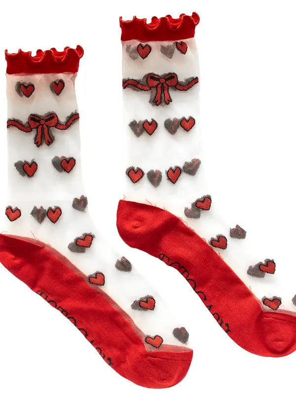 Sheer Heart Socks in Red