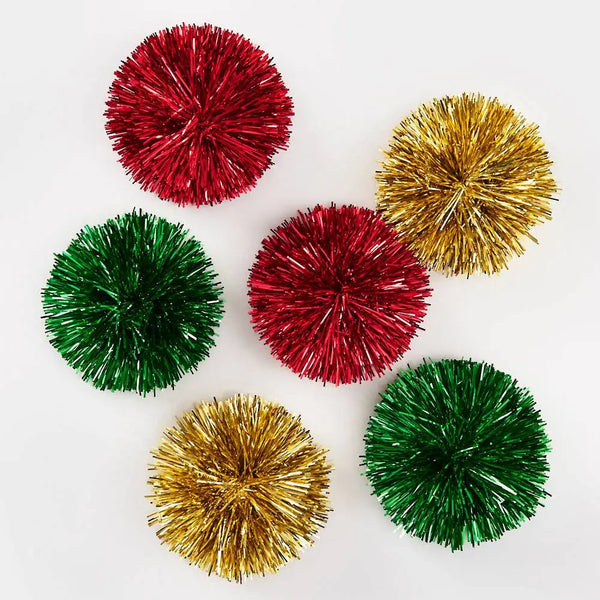 Christmas Tinsel Bows - set of 6