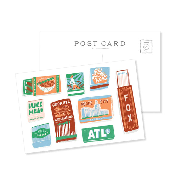 Atlanta Matchbook Postcard - Retro Travel Card