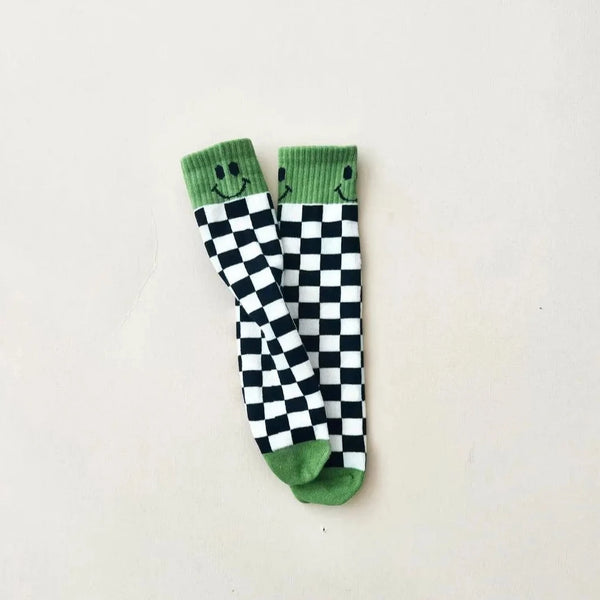 Kids Checkered Smiley Socks