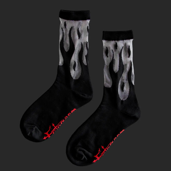 Sheer Flame Socks in Black
