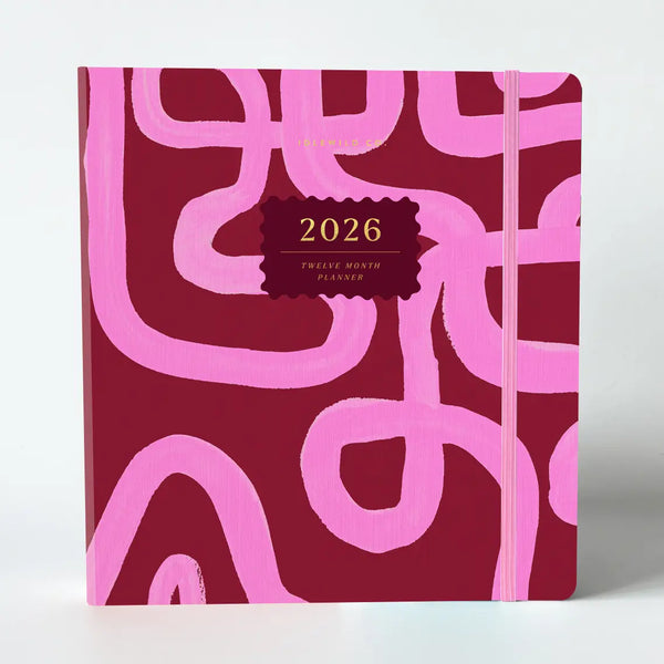 2026 Hardcover Planner, Magenta Squiggle