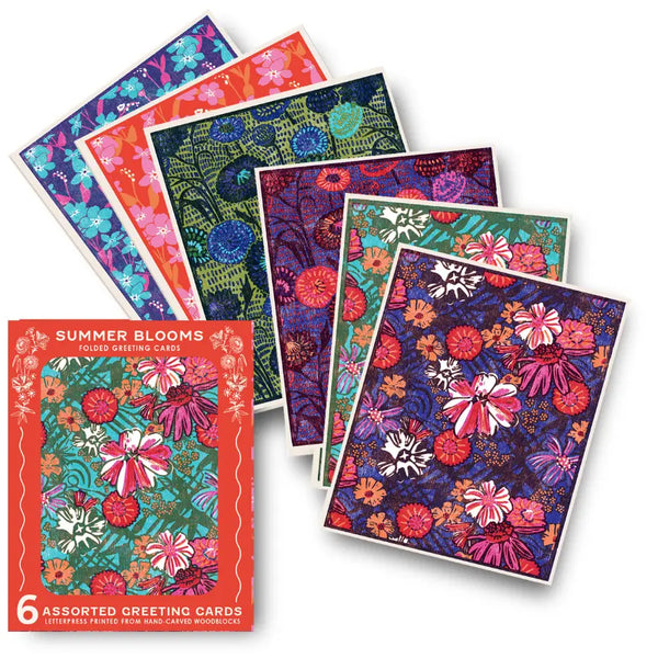 Summer Blooms Assorted Letterpress Cards - set of 6