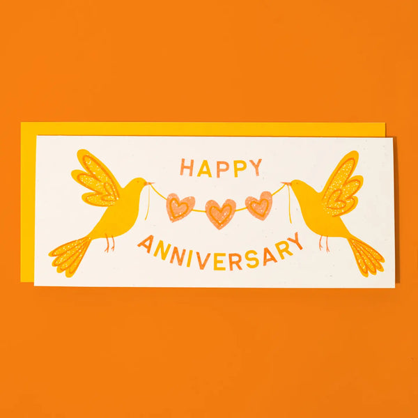 Happy Anniversary Birds Risograph Card