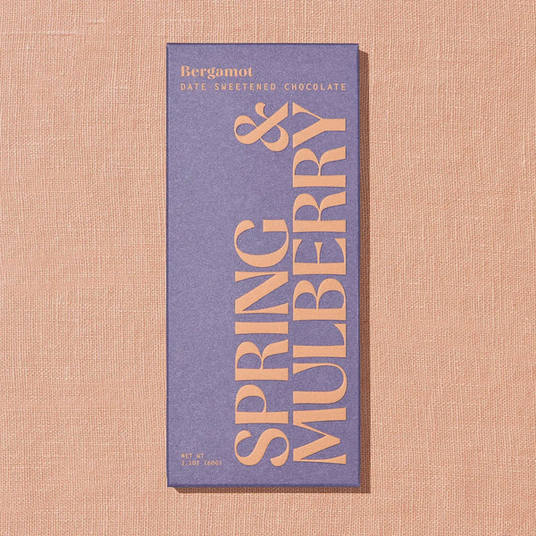 Spring & Mulberry Bergamot Date-Sweetened Dark Chocolate Bar