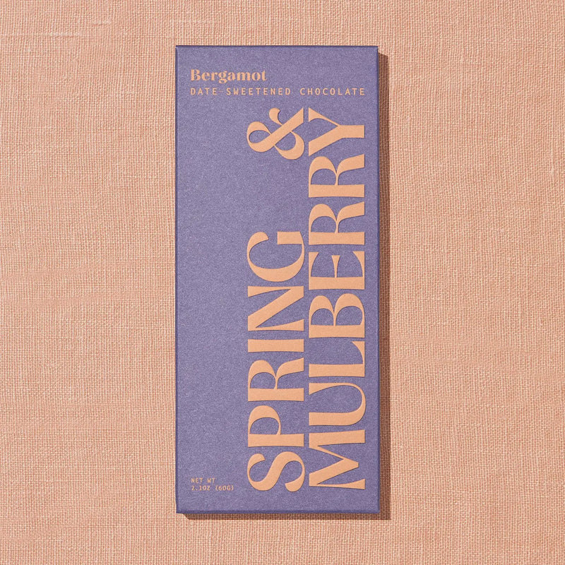 Spring & Mulberry Bergamot Date-Sweetened Dark Chocolate Bar