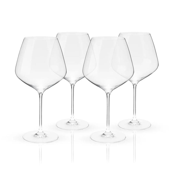 European Crystal Burgundy Glasses - set of 4