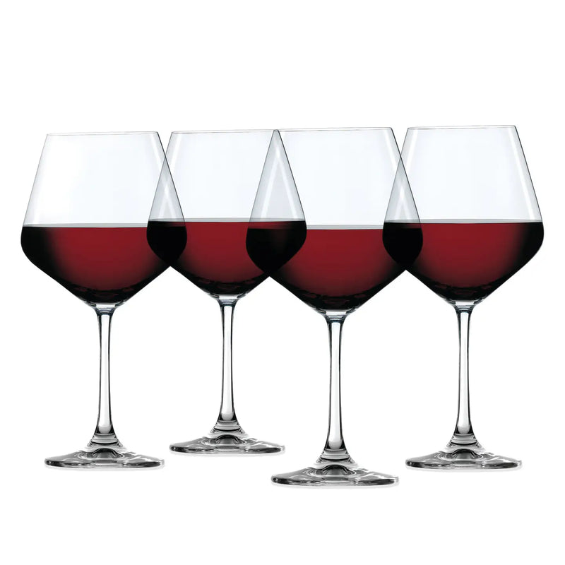 Style Stemmed Crystal Burgundy Wine Glasses - Set of 4