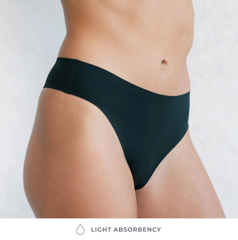 Saalt Leakproof Seamless Thong Underwear - Volcanic Black
