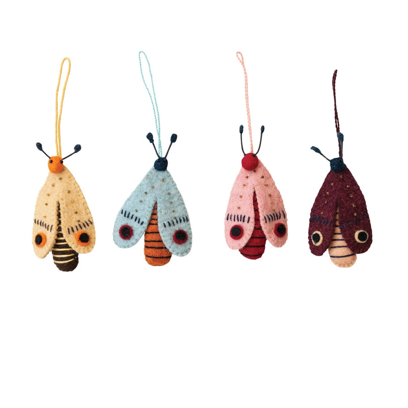 Handmade Beaded Felt Moth Ornament