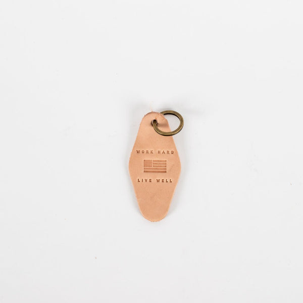 Work Hard, Live Well Leather Keychain