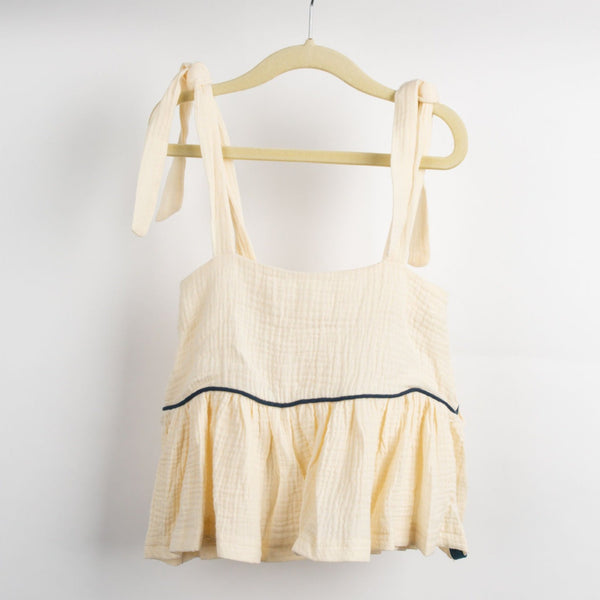 Cream Gauze Peplum Tank