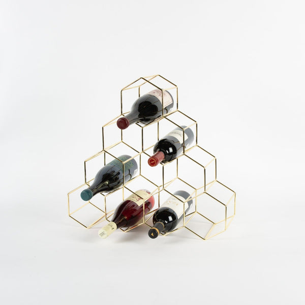 Gold Geo 10-Bottle Wine Rack