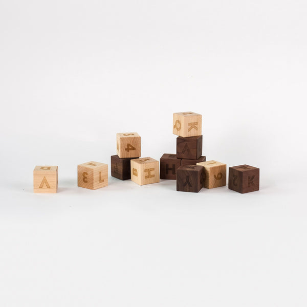 Modern Handmade Wooden Alphabet and Numeral Blocks