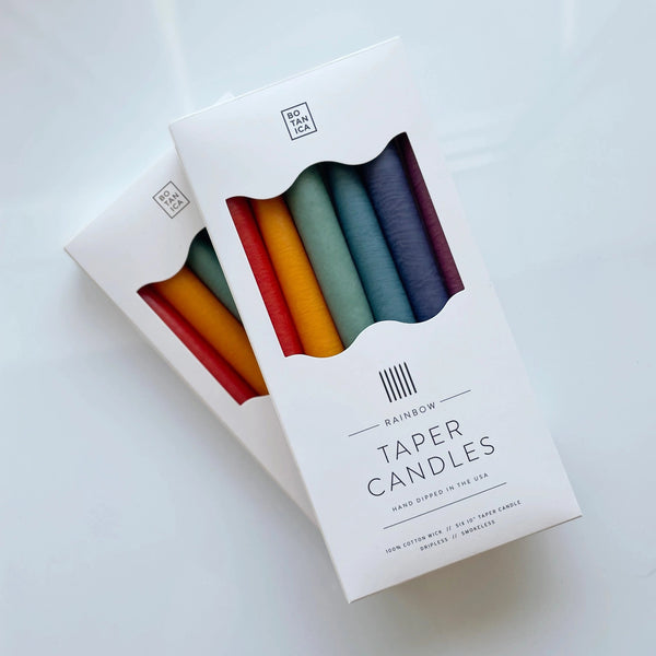 Rainbow Taper Candles, Set of 6