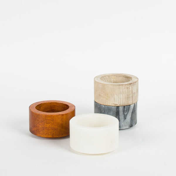 Marble and Wood Mini Bowls, Set of 4