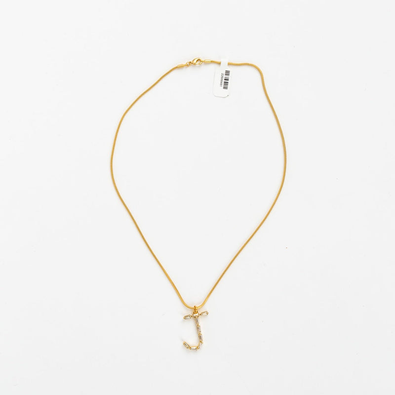 Square Snake Baguette Monogram Necklace