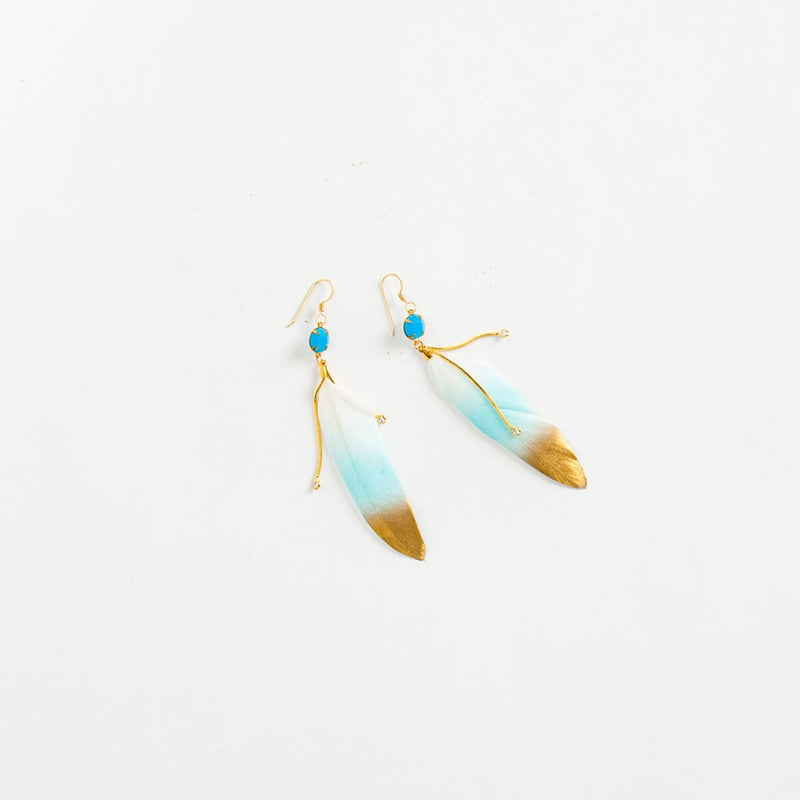 Vintage Blue Feather Earrings