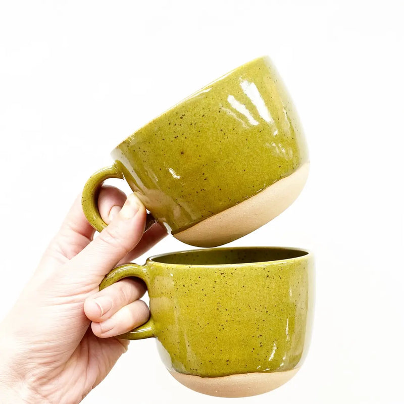 Buff Cappuccino / Coffee / Tea Mug with Olive Speckled Glaze